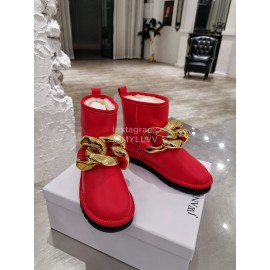 Jw Anderson Winter Warm Wool Boots For Women Red