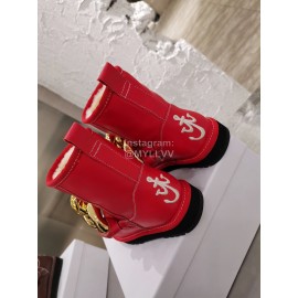 Jw Anderson Winter Warm Wool Boots For Women Red