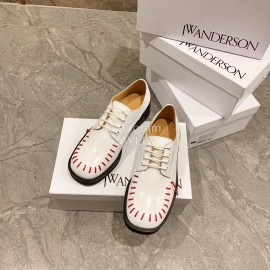 Jw Anderson Autumn Calf Square Head Retro Shoes For Women White