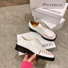 Jw Anderson Autumn Calf Square Head Retro Shoes For Women White