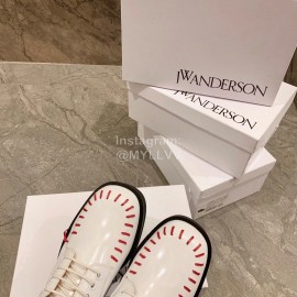 Jw Anderson Autumn Calf Square Head Retro Shoes For Women White
