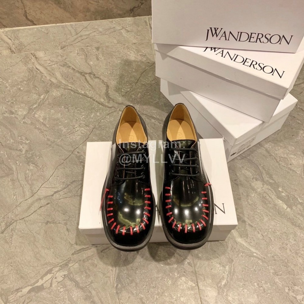 Jw Anderson Autumn Calf Square Head Retro Shoes For Women Black