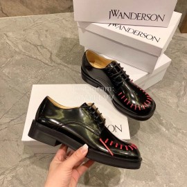 Jw Anderson Autumn Calf Square Head Retro Shoes For Women Black