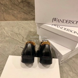 Jw Anderson Autumn Calf Square Head Retro Shoes For Women Black