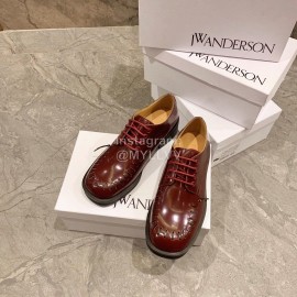 Jw Anderson Autumn Calf Square Head Retro Shoes For Women Brown