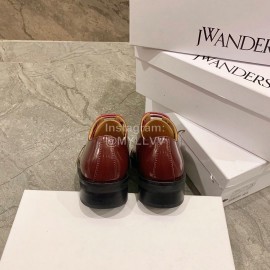 Jw Anderson Autumn Calf Square Head Retro Shoes For Women Brown