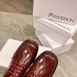 Jw Anderson Autumn Calf Square Head Retro Shoes For Women Brown