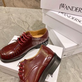 Jw Anderson Autumn Calf Square Head Retro Shoes For Women Brown