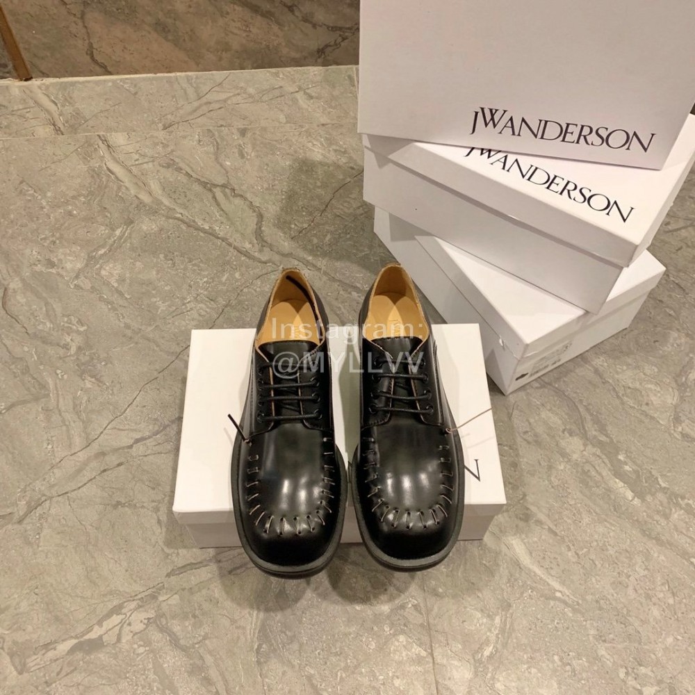 Jw Anderson Autumn Calf Square Head Retro Shoes For Women 