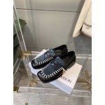 Jw Anderson Autumn Retro Calf Square Head Shoes For Women Blue