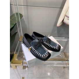 Jw Anderson Autumn Retro Calf Square Head Shoes For Women Blue