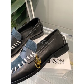 Jw Anderson Autumn Retro Calf Square Head Shoes For Women Blue