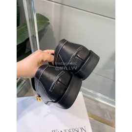 Jw Anderson Autumn Retro Calf Square Head Shoes For Women Blue