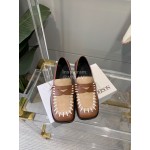 Jw Anderson Autumn Retro Calf Square Head Shoes For Women Brown