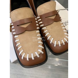 Jw Anderson Autumn Retro Calf Square Head Shoes For Women Brown