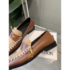 Jw Anderson Autumn Retro Calf Square Head Shoes For Women Brown