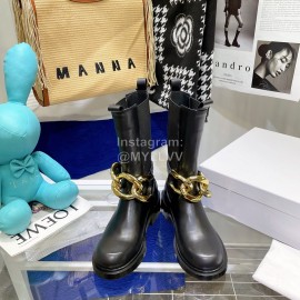 Jw Anderson Gold Chain Cowhide Short Boots For Women Black