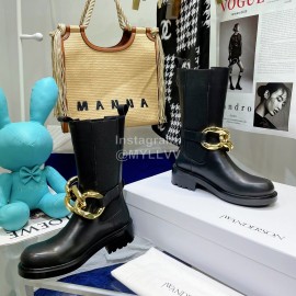 Jw Anderson Gold Chain Cowhide Short Boots For Women Black