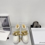 Jw Anderson Gold Chain Cowhide Wool Short Boots For Women White