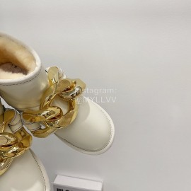 Jw Anderson Gold Chain Cowhide Wool Short Boots For Women White
