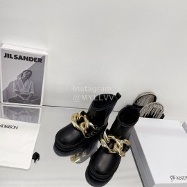 Jw Anderson Gold Chain Cowhide Wool Short Boots For Women Black
