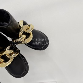 Jw Anderson Gold Chain Cowhide Wool Short Boots For Women Black