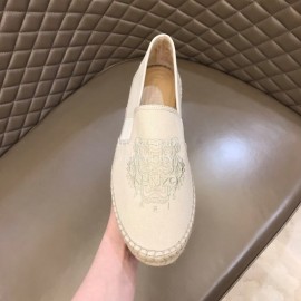 Kenzo Embroidered Canvas Loafers For Men Beige