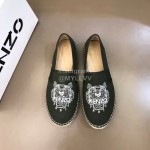Kenzo Embroidered Canvas Loafers For Men Green