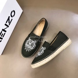 Kenzo Embroidered Canvas Loafers For Men Green