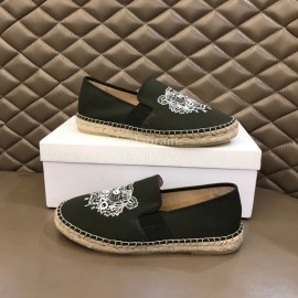 Kenzo Embroidered Canvas Loafers For Men Green