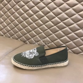Kenzo Embroidered Canvas Loafers For Men Green