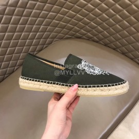 Kenzo Embroidered Canvas Loafers For Men Green