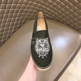 Kenzo Embroidered Canvas Loafers For Men Green