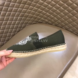 Kenzo Embroidered Canvas Loafers For Men Green