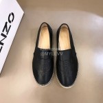 Kenzo Embroidered Leather Loafers For Men Black