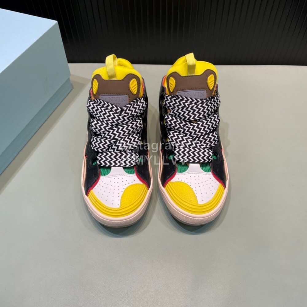 Lanvin Calf Leather Thick Soled Sneakers For Men And Women Black