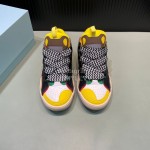 Lanvin Calf Leather Thick Soled Sneakers For Men And Women Black