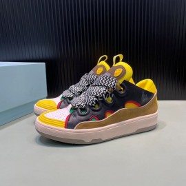 Lanvin Calf Leather Thick Soled Sneakers For Men And Women Black