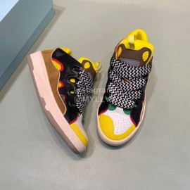 Lanvin Calf Leather Thick Soled Sneakers For Men And Women Black