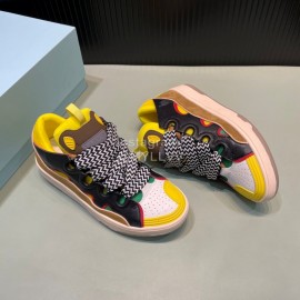 Lanvin Calf Leather Thick Soled Sneakers For Men And Women Black