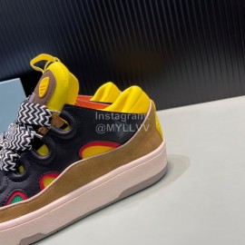 Lanvin Calf Leather Thick Soled Sneakers For Men And Women Black