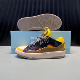 Lanvin Calf Leather Thick Soled Sneakers For Men And Women Black