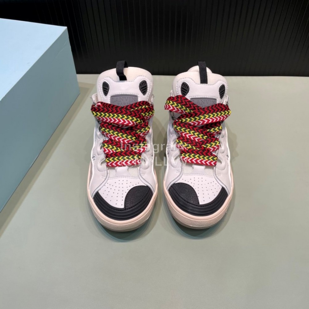 Lanvin Cowhide Thick Soled Sneakers For Men And Women White