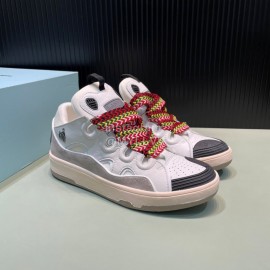 Lanvin Cowhide Thick Soled Sneakers For Men And Women White