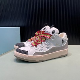 Lanvin Cowhide Thick Soled Sneakers For Men And Women White