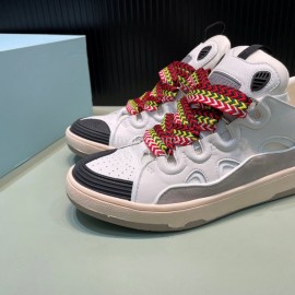 Lanvin Cowhide Thick Soled Sneakers For Men And Women White