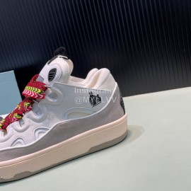 Lanvin Cowhide Thick Soled Sneakers For Men And Women White