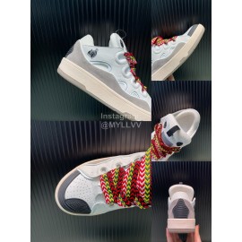 Lanvin Cowhide Thick Soled Sneakers For Men And Women White