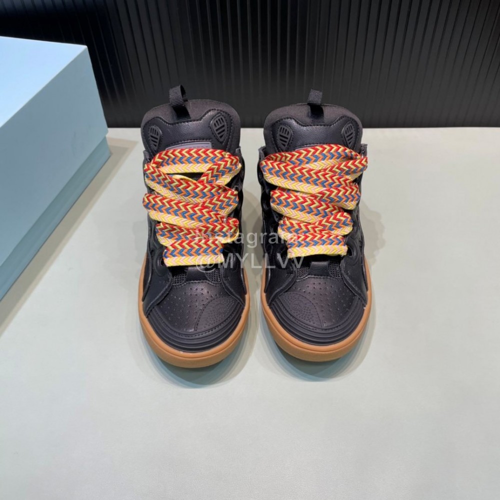 Lanvin Cowhide Thick Soled Sneakers For Men And Women Black