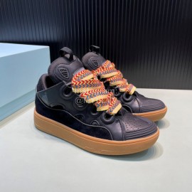 Lanvin Cowhide Thick Soled Sneakers For Men And Women Black